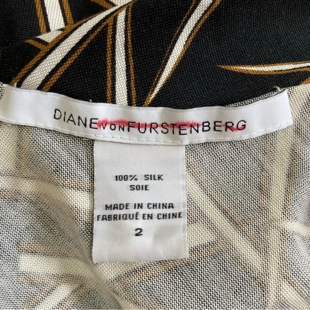 Diane Von Furstenberg Saniah Bis Grass Rain Silk Jersey Wrap Waist Dress, Sz 2